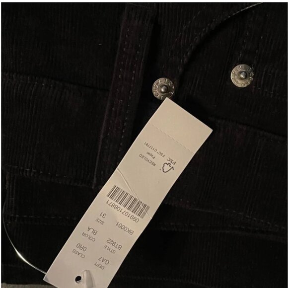 J Crew Wide Leg Corduroy Pants Black High Rise Stretch Size 31 - Picture 6 of 9